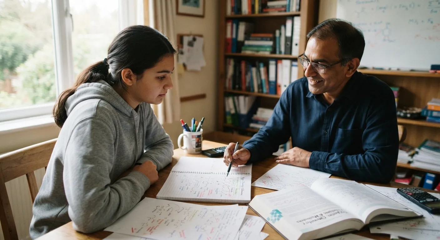 Teacher helping a student with past paper questions